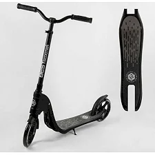 Самокат двухколесный 74077 "Best Scooter" (2) цвет ЧЕРНЫЙ, колеса PU - 20 см, широкий велосипедный руль, новый зажим руля, в коробке