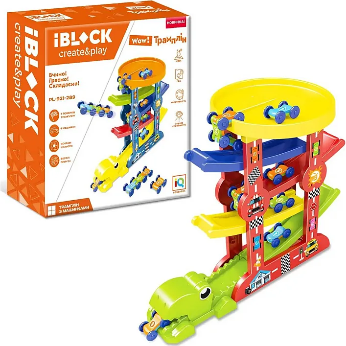 Игра "Веселый трамплин" PL-921-289/6843 машинки в наборе, размер игрушки 39,8*33,3*19,5 см, в коробке 32,2*10*32,4 см (Нас6843)