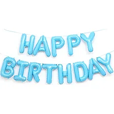 Надпис 'Happy Birthday' голубий 16' (40см) (Дер1004)