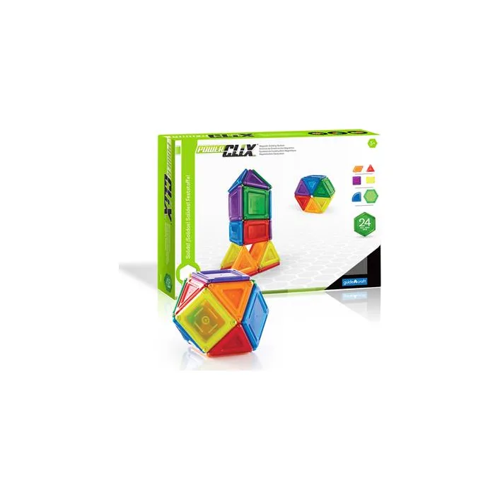 Магнитный конструктор Guidecraft PowerClix Solids, 24 детали (G9420)
